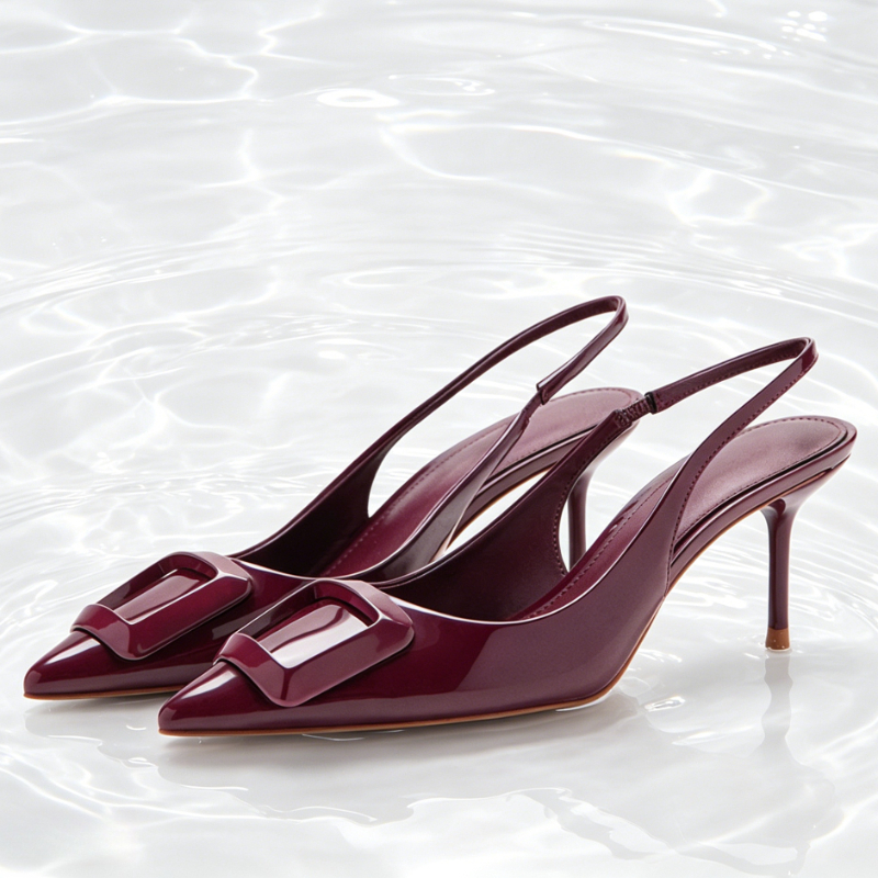 Women'S Shoes Burgundy - Burgundy Patent Leather Slingback Pumps Women