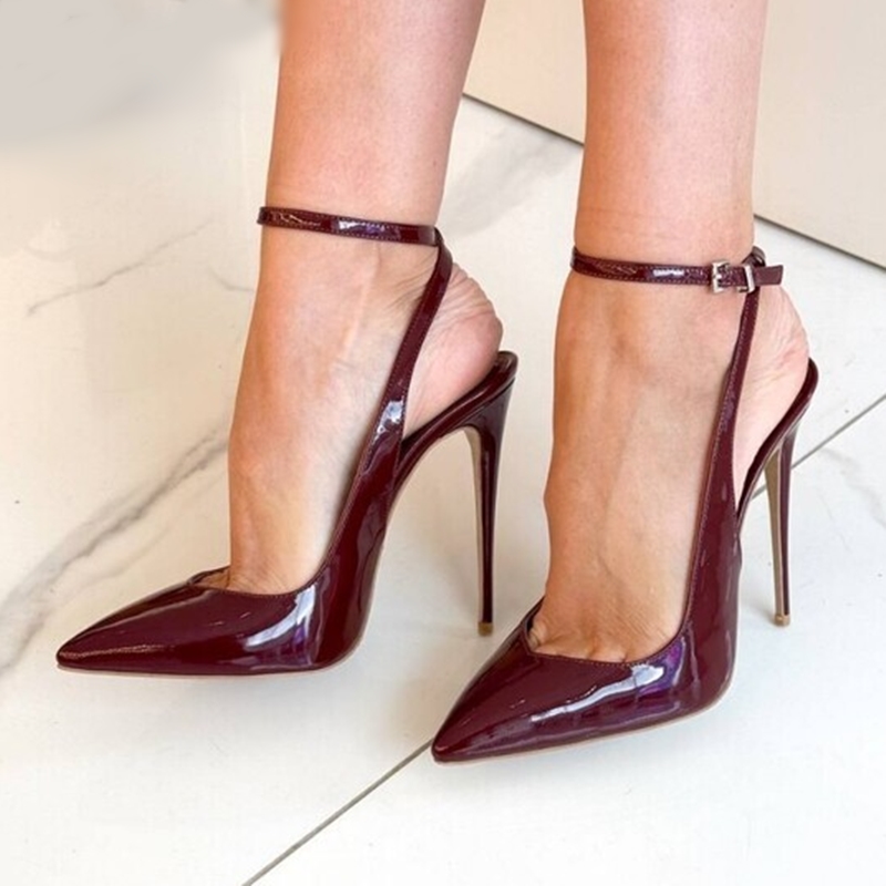 Women'S Shoes Burgundy - Burgundy Patent Leather Stiletto High Heels