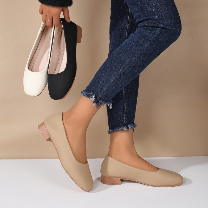 Women Shoes Size - Soft Leather Round Toe Slip-On Shoes