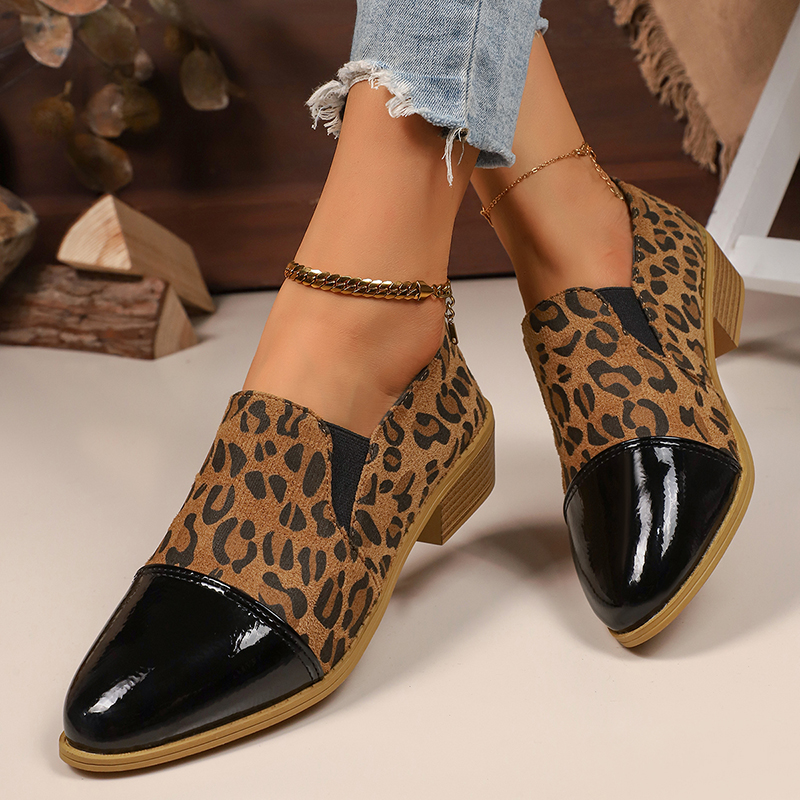 Women Shoes Size - Leopard Printed Women's Low Heel Pumps