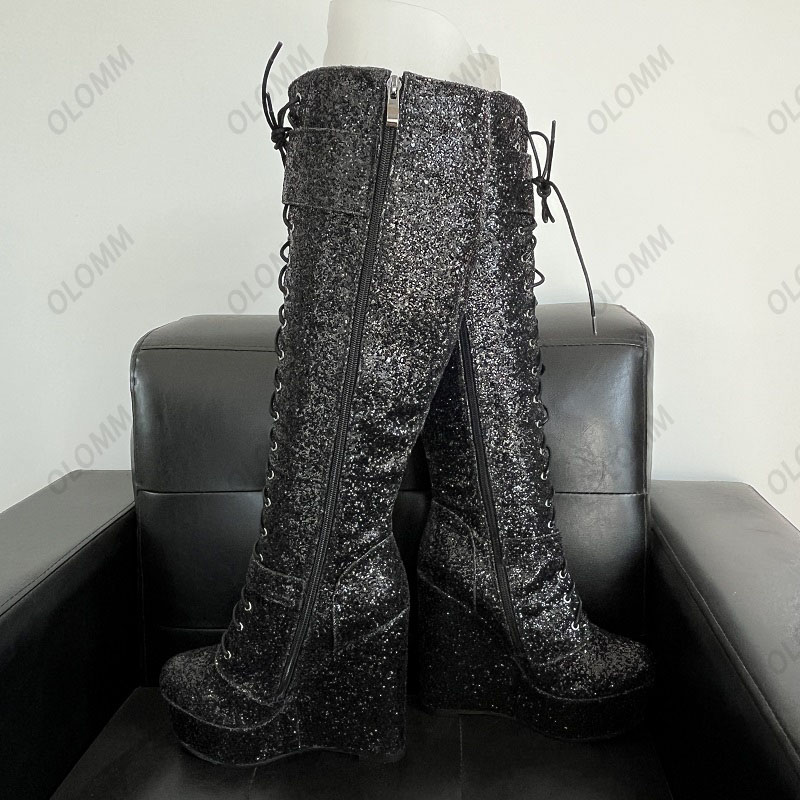 Olomm Women Winter Platform Kn - Zip Up Boots Short ulasan dan harga
