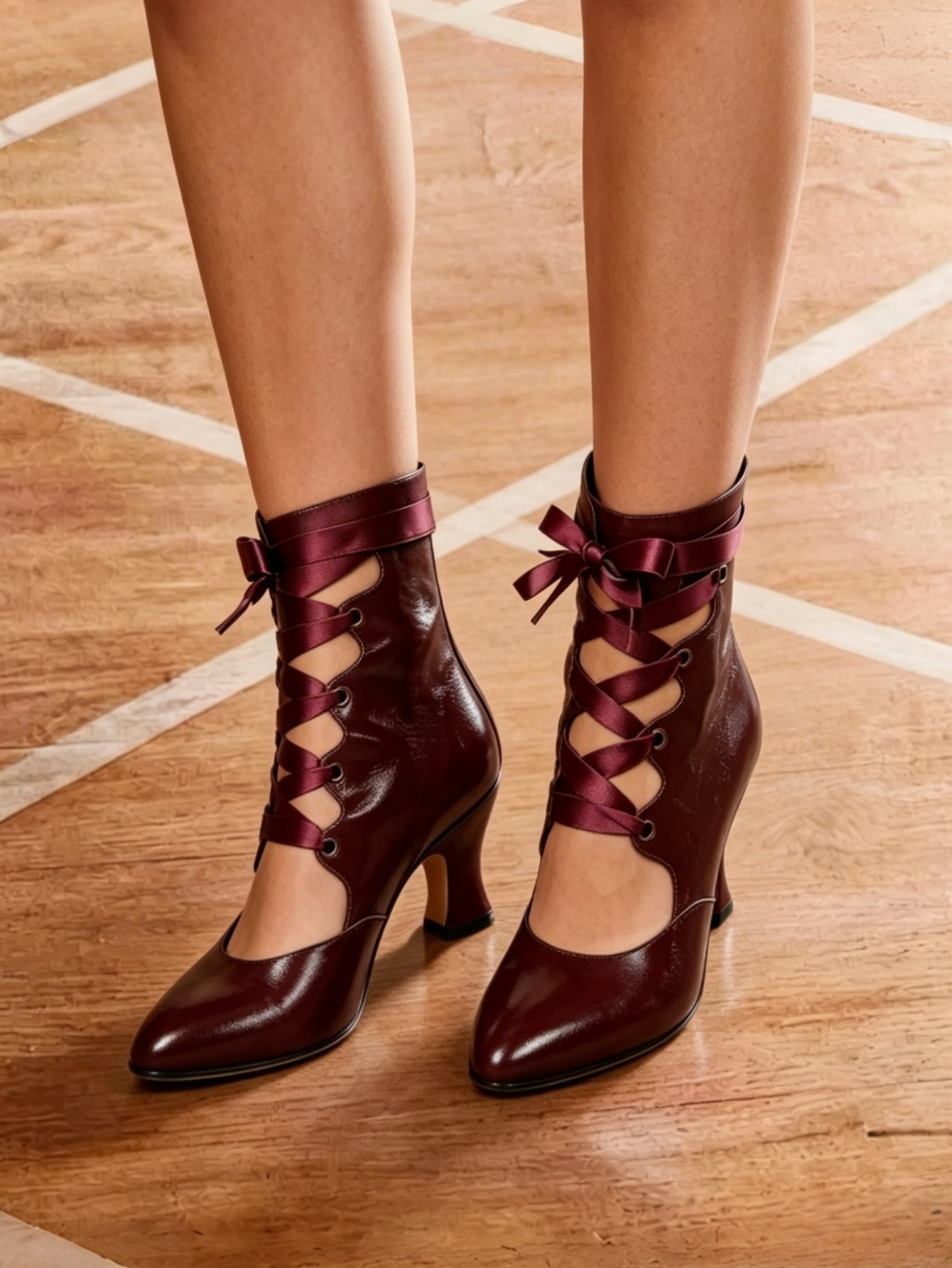 Gothic Lace Up High Heels For  - Ribbon Tie Heel ulasan dan harga