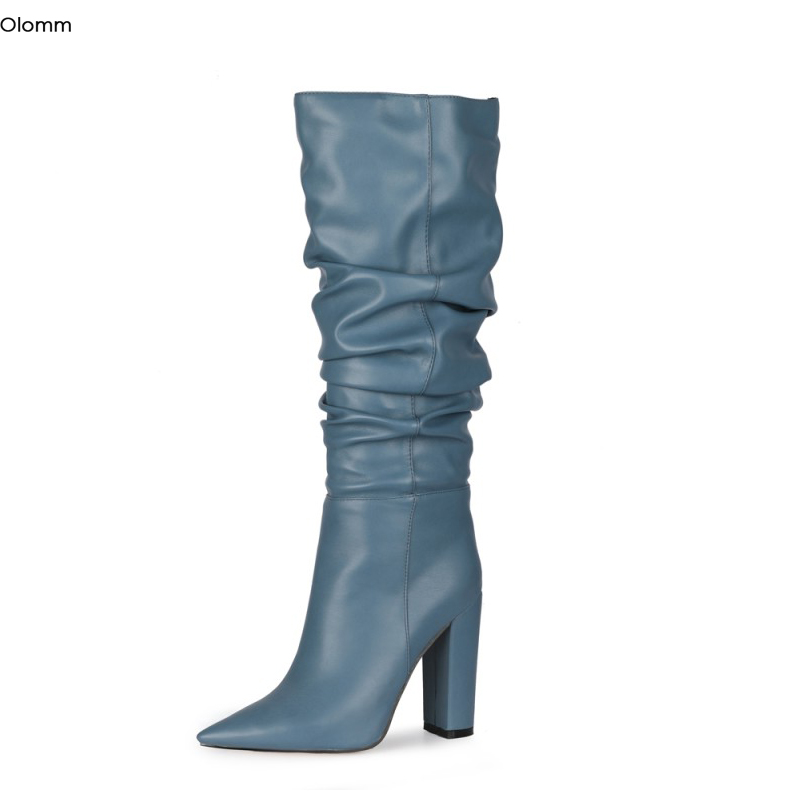 Olomm New Handmade Women Knee  - Zip Up Boots Short ulasan dan harga