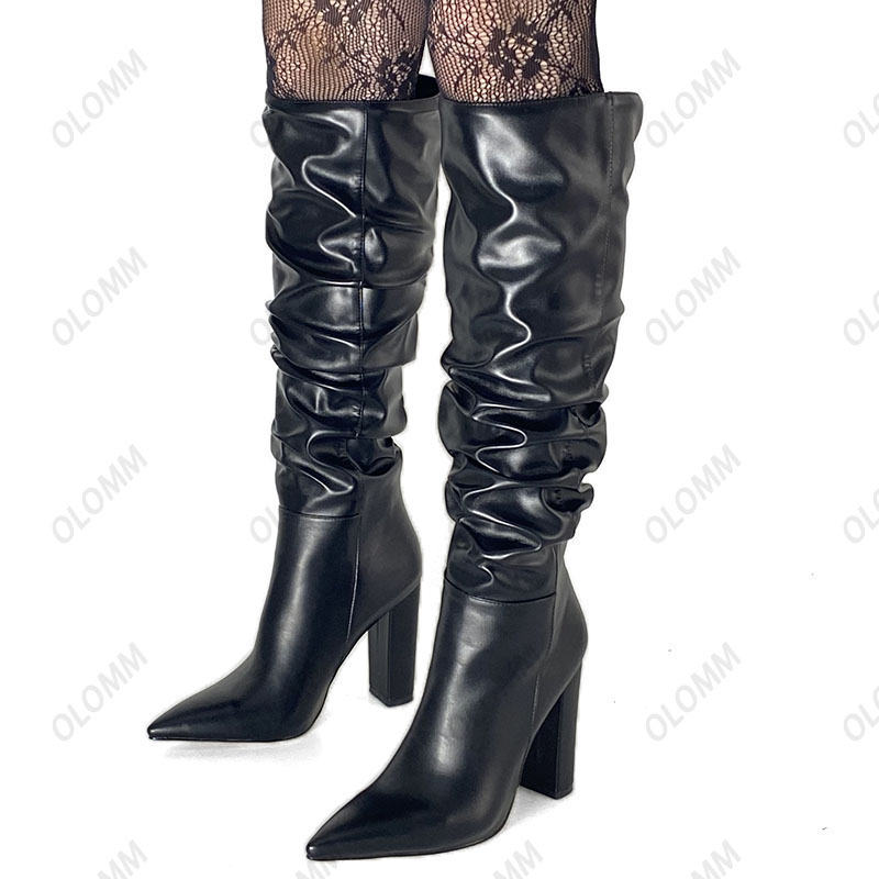 Olomm New Handmade Women Knee  - Zip Up Boots Short ulasan dan harga