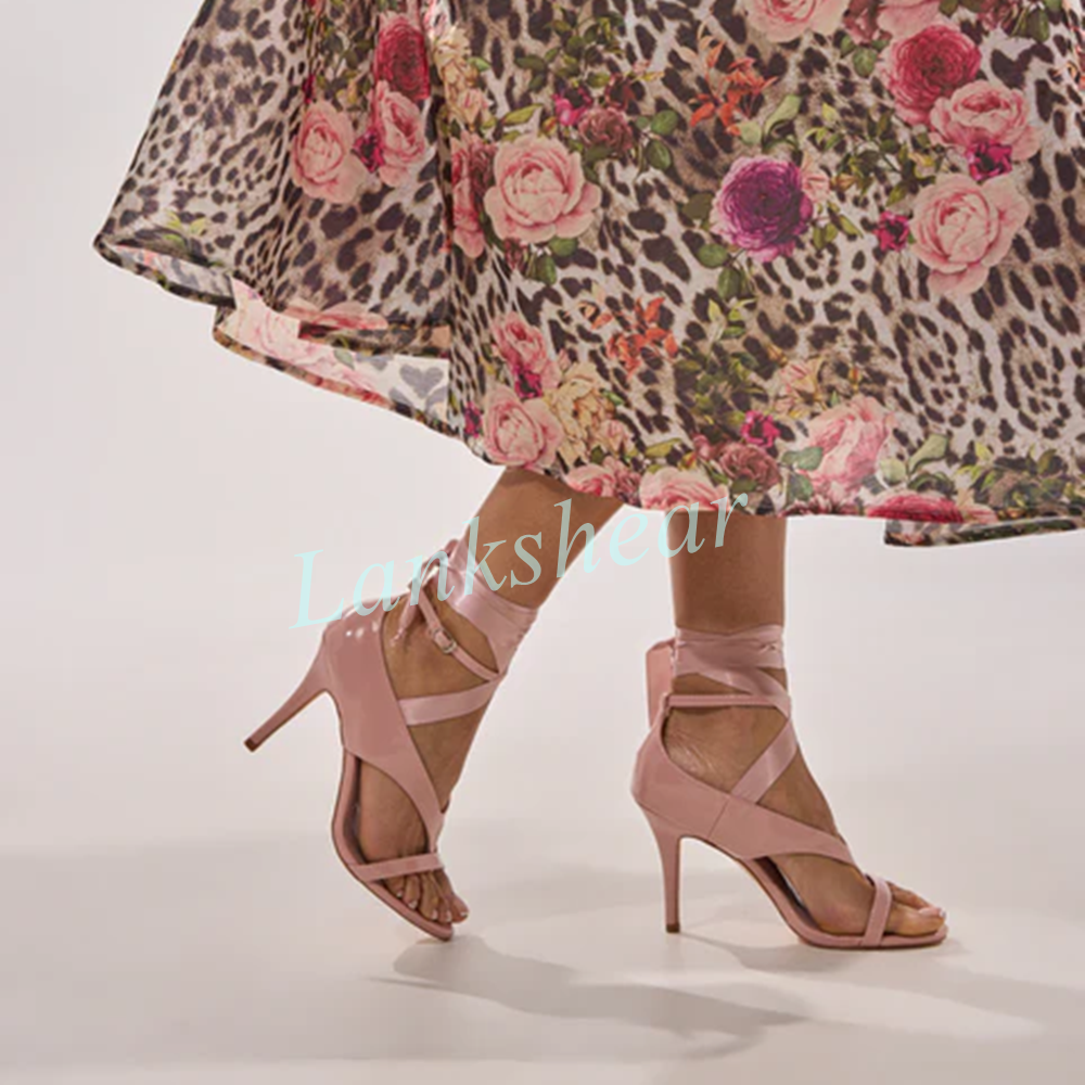 Blush Pink Patent Leather Thon - Ribbon Tie Heel ulasan dan harga