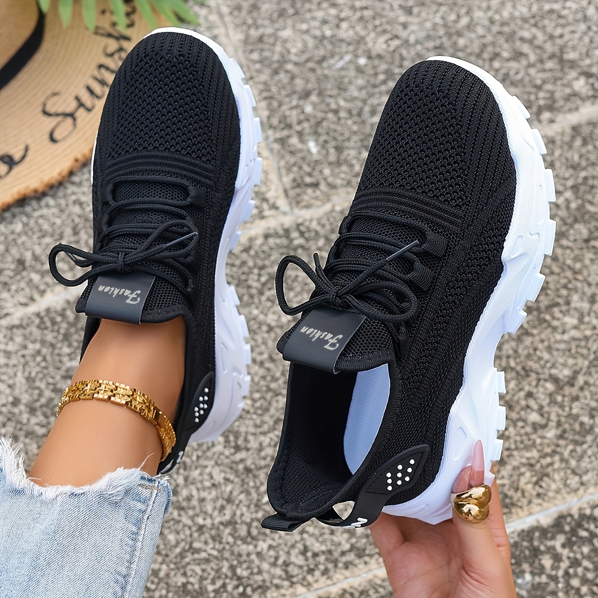 Breathable Knit Sneakers Fashi - Women Shoes Store ulasan dan harga