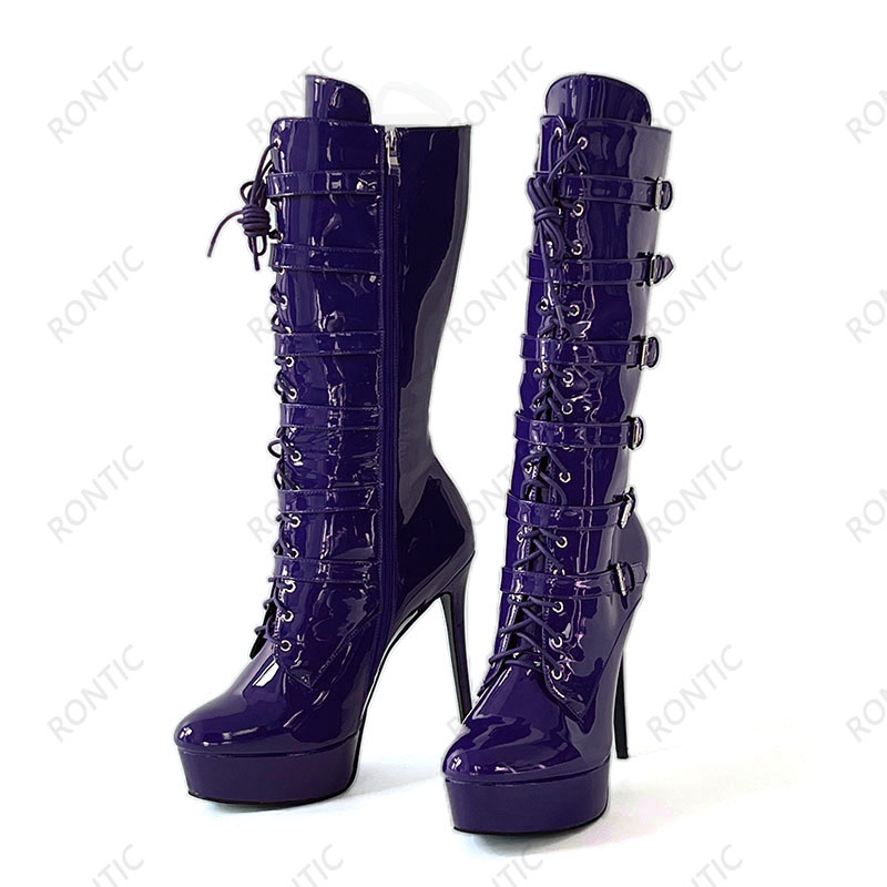 Rontic Women Winter Knee Boots - Zip Up Boots Short ulasan dan harga