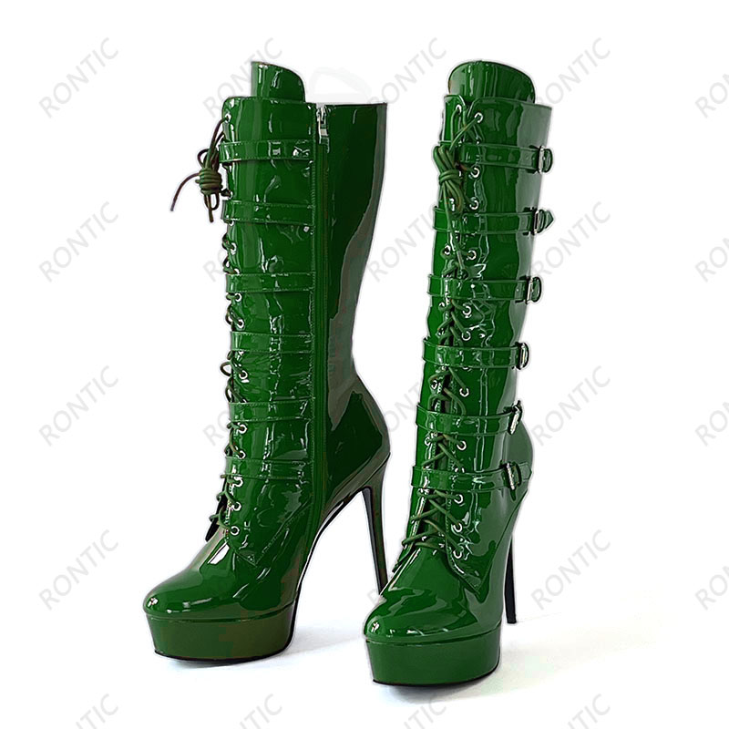 Rontic Women Winter Knee Boots - Zip Up Boots Short ulasan dan harga