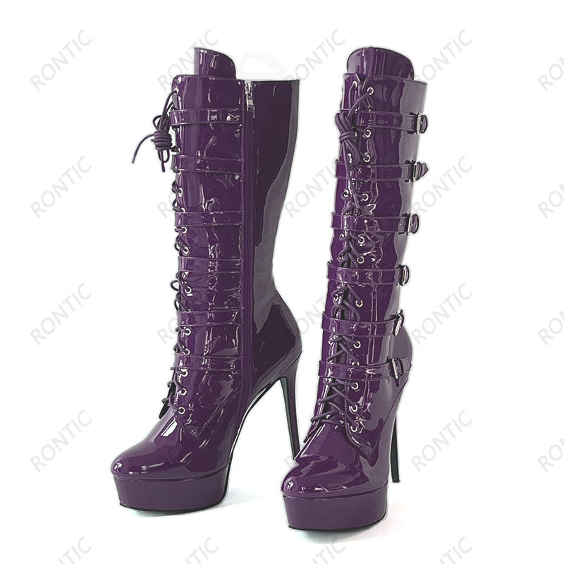 Rontic Women Winter Knee Boots - Zip Up Boots Short ulasan dan harga